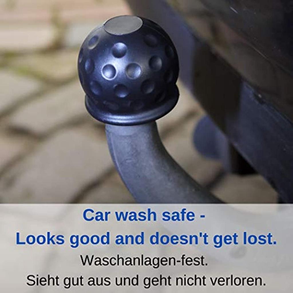 Крышка прицепного устройства Универсальная для шаровых сцепок диаметром до 50 мм. Изготовлена ​​из резины в форме мяча для гольфа. Устойчива к атмосферным воздействиям и моется в автомобиле.