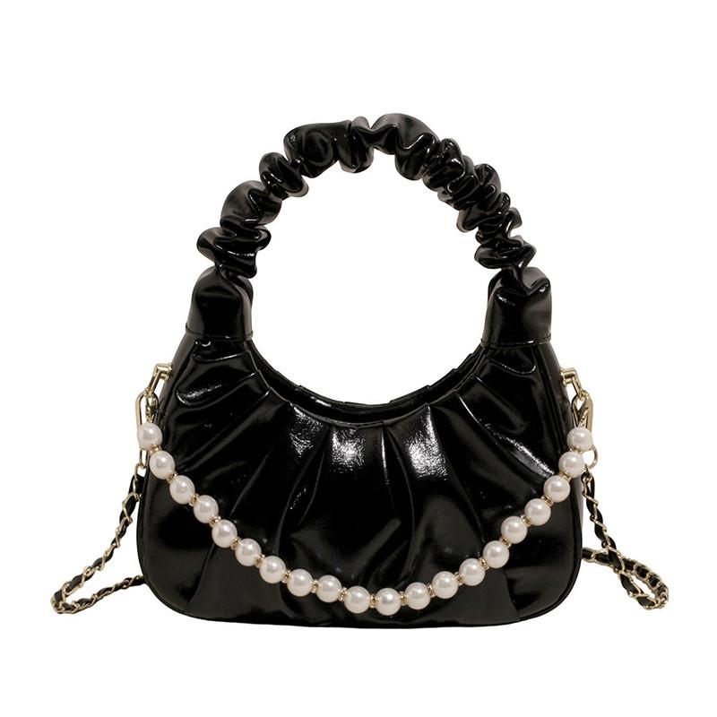 Elegant Small Shoulder Bag With Pleated Design And Cell Phone Pocket For Daily Fashion
