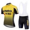Jumbo Visma Team Cycling Jersey Set Short Sleeve Mountain Road Bike Quick Dry Breathable Mens Kit