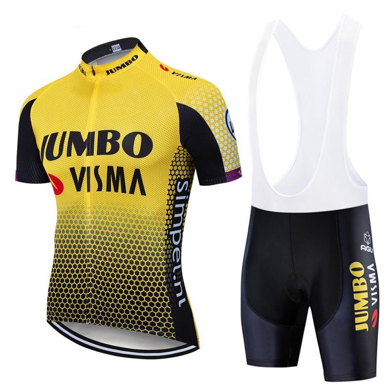 Jumbo Visma Team Cycling Jersey Set Short Sleeve Mountain Road Bike Quick Dry Breathable Mens Kit