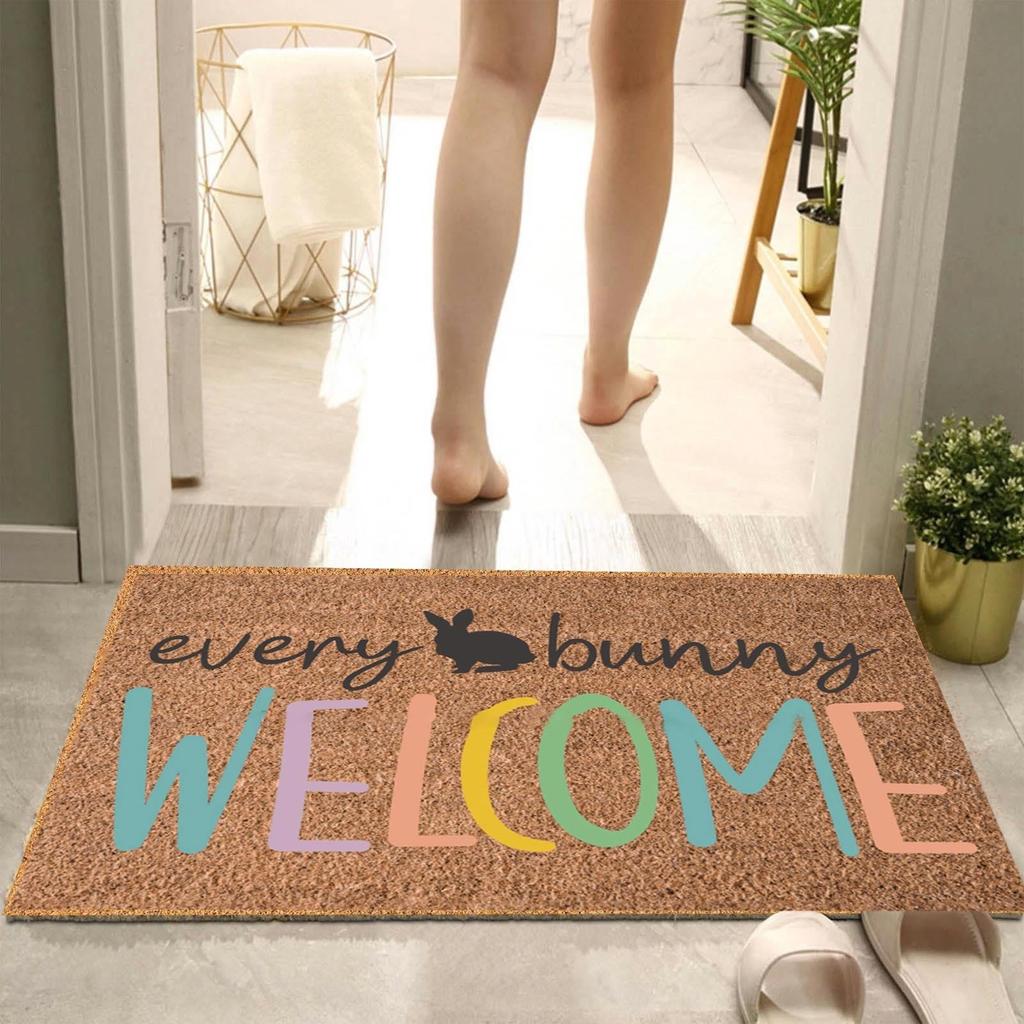 Funny Easter Bunny Funny English Door Mat  Door Rug Entrance Front Door Outdoor Entrance Porch Mat  Polyester Easter Bunny Floor Mat