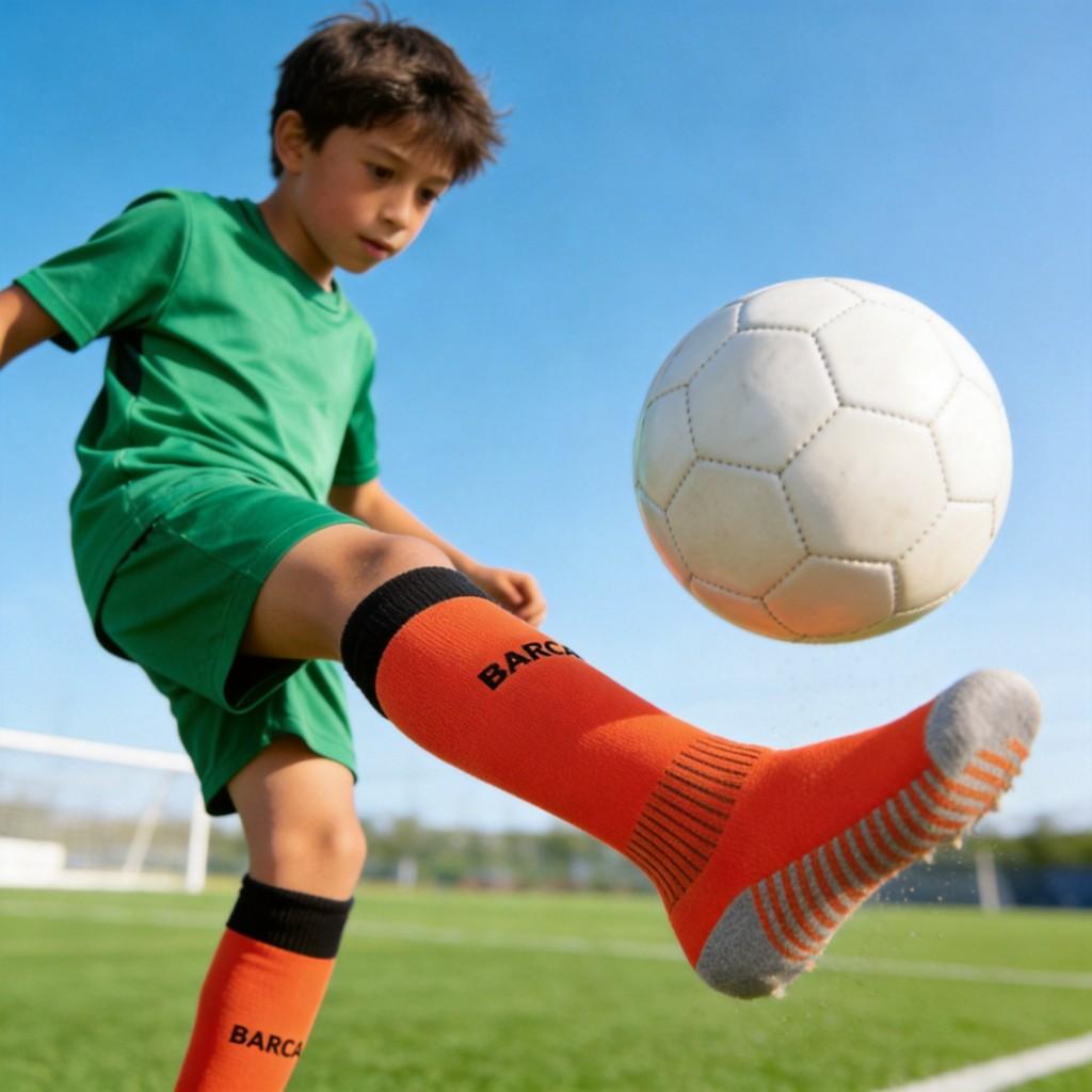 Fc Barcelona Soccer Socks High Cut Breathable Antislip Cushioning Kids Teens Training Sports Stockings