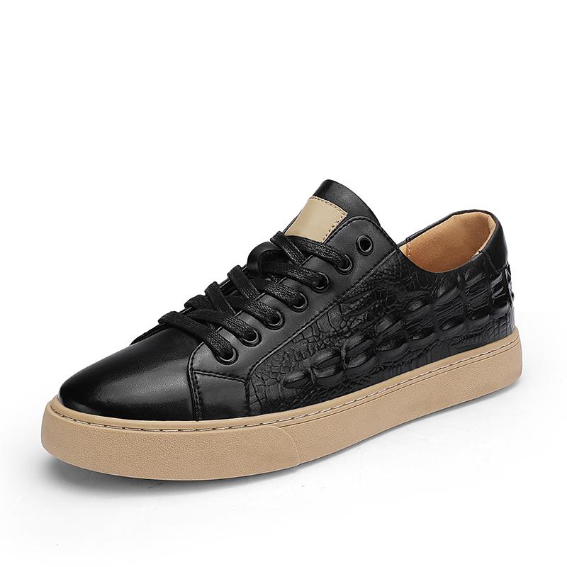 Genuine Leather Mens Casual Shoes Fashion Crocodile Pattern Business Shoes for Men Sneakers High Quality Lace Up Tenis Masculino