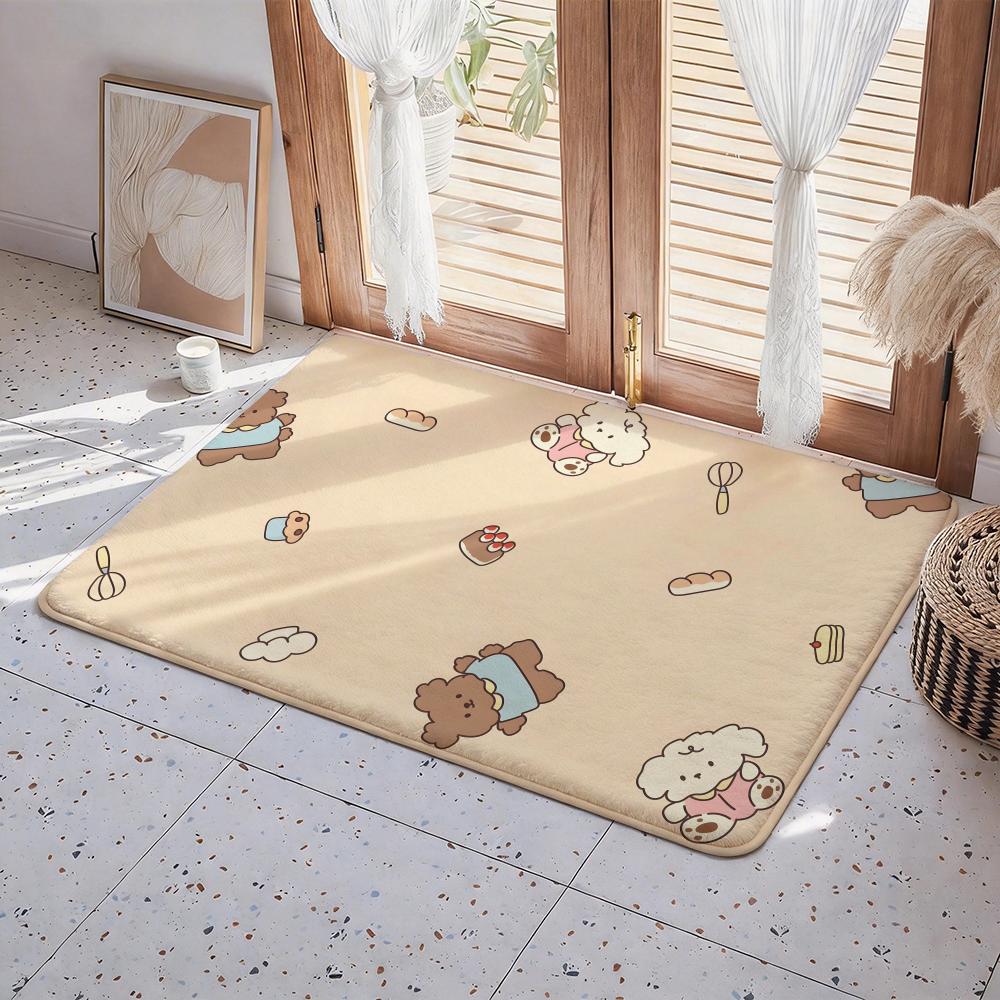 Animal A Bear Floor Mat Eco  Flannel Doormat Non Slip Odorless Indoor Floor Rug Soft Short Plush Home Mat