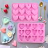 Heart Chocolate Silicone Mold For Valentine's Day Love Candy Jelly Ice Cube Tray Wax Melts Cake Decoration Cupcake Topper Tools