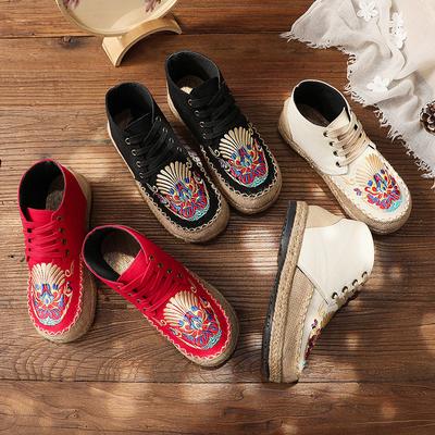 Женские туфли из хлопка и льна с вышивкой на плоской подошве, туфли из ткани в этническом стиле, легкие, дышащие, впитывающие пот и нескользящие.