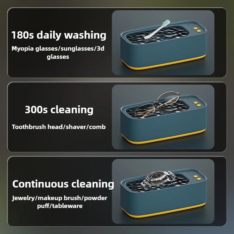 Ультразвуковой очиститель 45000 Гц USB перезаряжаемый портативный высокочастотный вибрационный очиститель очков ювелирных изделий бытовые машины