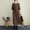 Autumn Temperament Retro Cotton and Linen Floral Plus Size Dress Commuter Literary Loose Mid-length Skirt