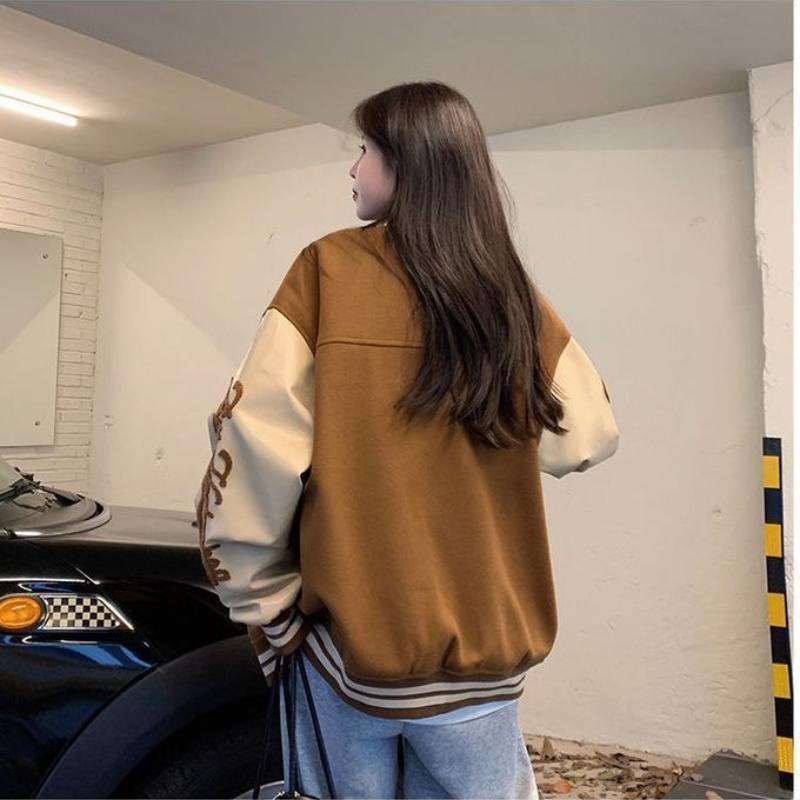 Женская мода Harajuku, студенческая форма, бейсбольные куртки, винтажная куртка-бомбер Deeptown, женская уличная одежда свободного покроя Y2k