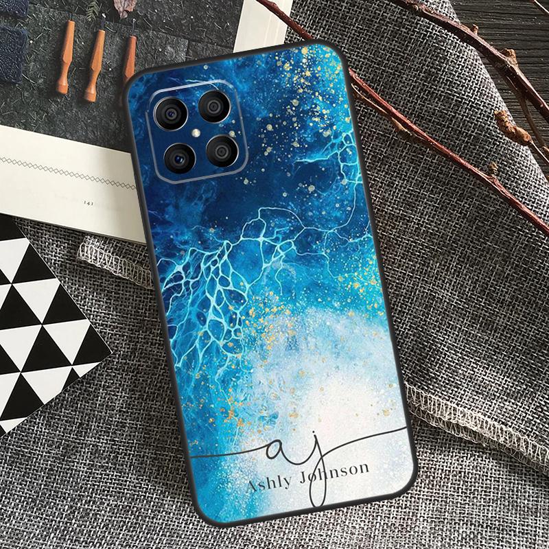 ПЕРСОНАЛИЗИРОВАННЫЙ мраморный чехол с именем и блестками для Honor 90 70 50 Lite Magic 5 Magic 6 Pro X6 X7 X8 X9 X6a X7a X8a X9a X8b X9b