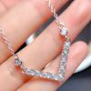 Women 925 Silver 3mm Diamond Test Past 0 .1 Carat D Color Moissanite V Shaped Pendant Necklace New Arrival Wedding Jewelry