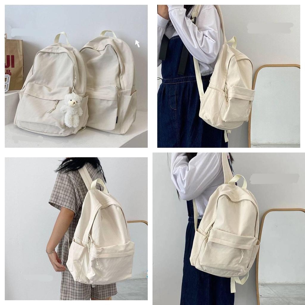 Color Backpack Solid School Bag Junior High College Students Unisex Gift Design