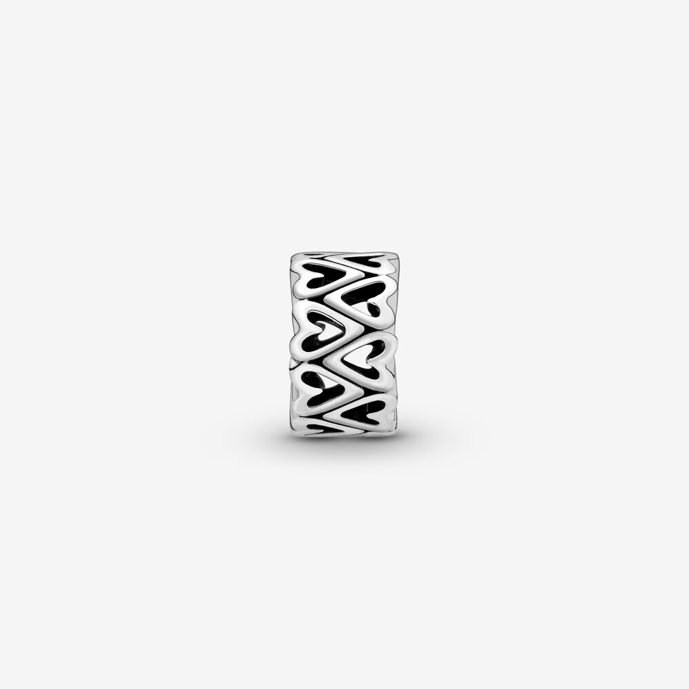 New 925 Silver Heart Spacer Beads for DIY Bracelet Fashion Jewelry Women Accessories Openwork Charm