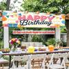 Happy Birthday Courtyard Banner, Polyester Outdoor Yard Sign Fence Decoration