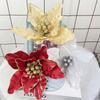 Silk Fabric Artificial Christmas Flower Fake Floral Stem Holiday Floral Pick  Wreath Matching