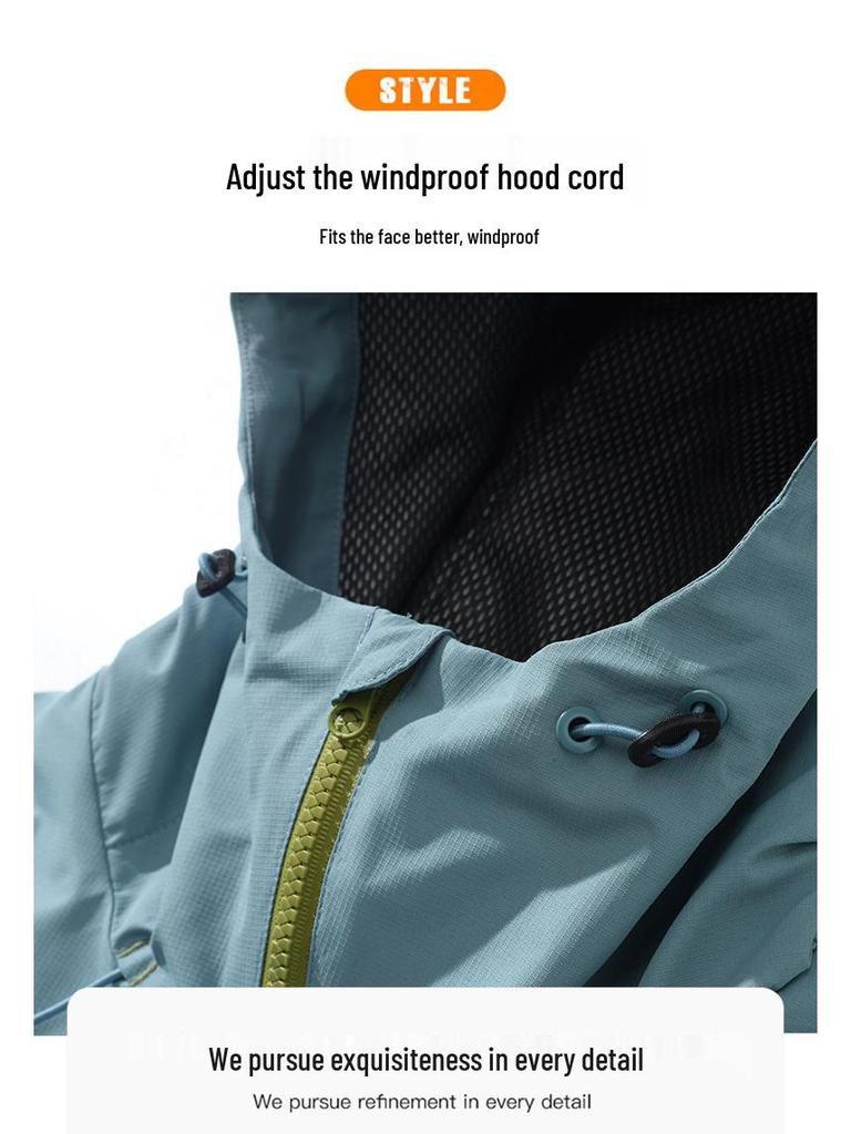 Женская и мужская водонепроницаемая ветрозащитная дождевая куртка с капюшоном 2025 - Новый весенне-осенний костюм для альпинизма на открытом воздухе