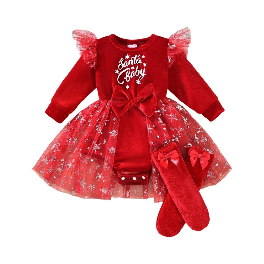 Рождественский комбинезон-платье костюм