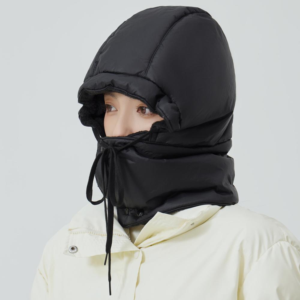 New Style Windproof Hats Plush Fleece Lined Warm Winter Cap Hooded Full Cover Waterproof Hats For Women Solid Color Winter Hats