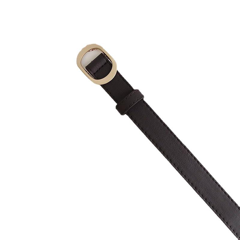 Женский кожаный ремень без отверстий: Простой, универсальный, повседневный черный ремень с модными вставками для джинсов