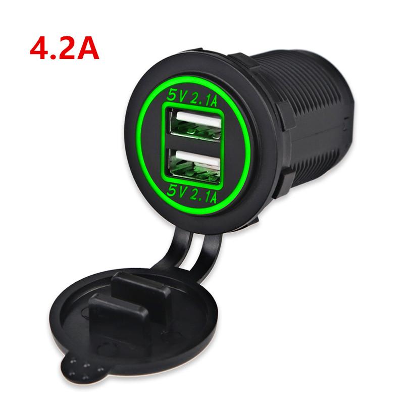 4.2A Dual USB Car Motorcycle Cigarette Lighter Dual USB Charger 12V-24V Car Moto Cigarette Lighter Sockets Power Plug Outlet LED