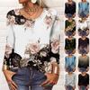 Long Sleeve Shirts For Women Pattern Print Graphic Tees Blouses Casual Plus Size Basic Tops Pullover