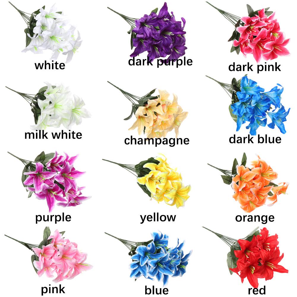 Головы Горячие Высокое Качество Домашние Аксессуары Искусственные Лилии Букет Лилий Свадебный Декор Искусственные Цветы