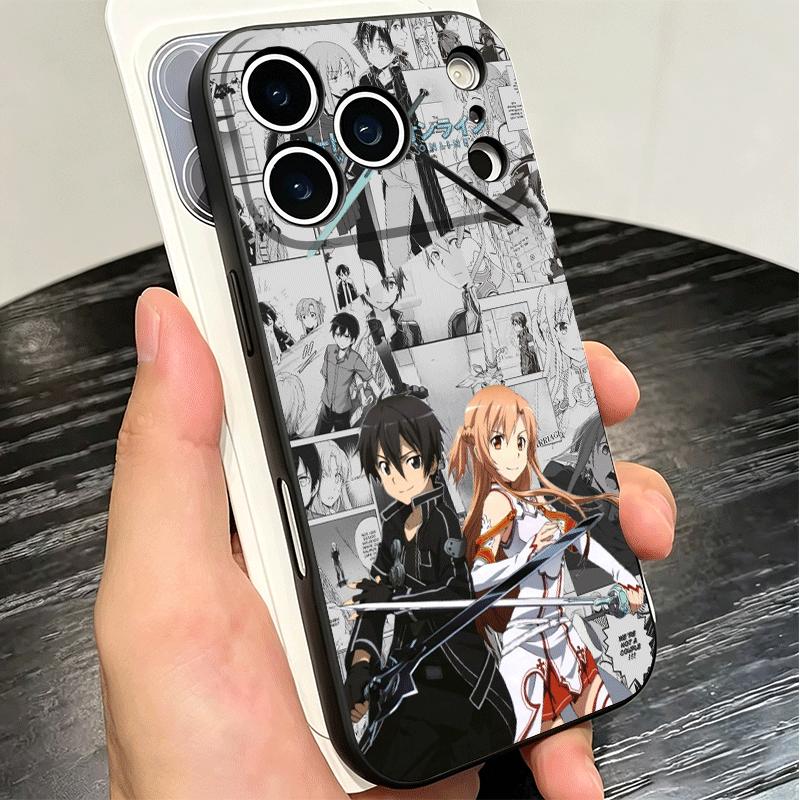 Мягкий чехол для телефона S-Sword O-Online SAO Anime для iPhone 16 16E 17 Air 15 Pro Max 14 Plus 13 Mini 11 12 7 Черный Чехол Задняя Крышка
