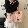 Вельветовая сумка-тоут Милая сумка с нашивкой в виде вишни для женщин Тканевая сумка-тоут большой вместимости Сумка на плечо Повседневные сумки под мышкой CLE