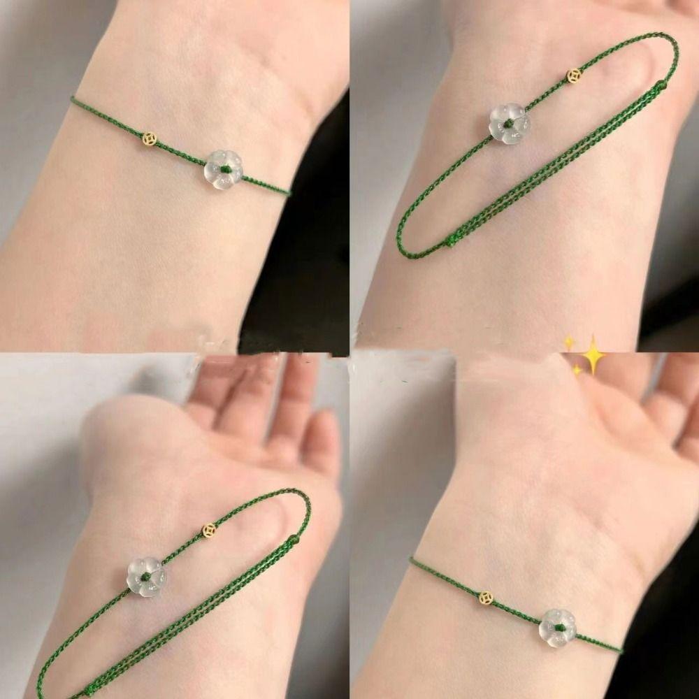 Милый браслет Lucky Rope, цветочный плетеный браслет из веревки, регулируемое кольцо из монет и веревки, сплетенное вручную