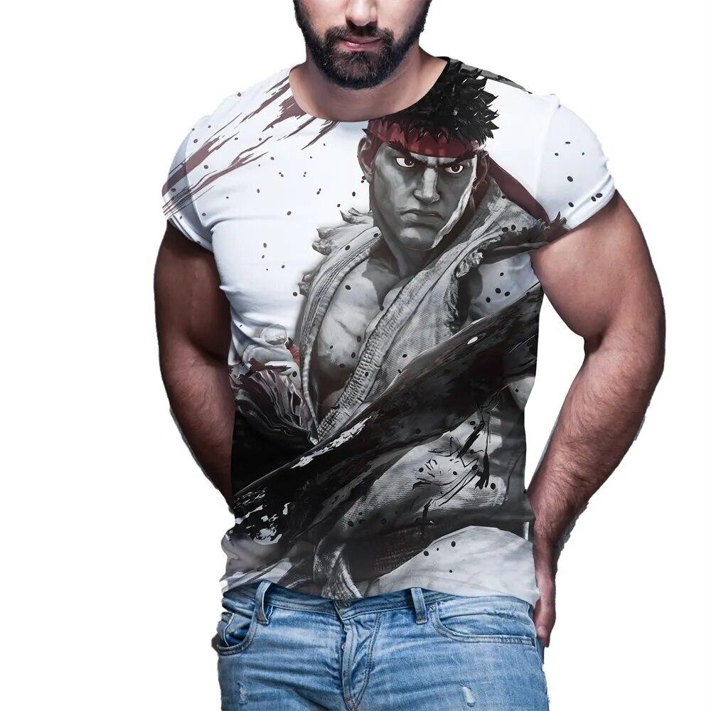 Fighting Game Street Fighter T-Shirts 3D Print Men Women Fashion Oversized Short Sleeve T Shirt Harajuku Kids Tees Tops Clothing