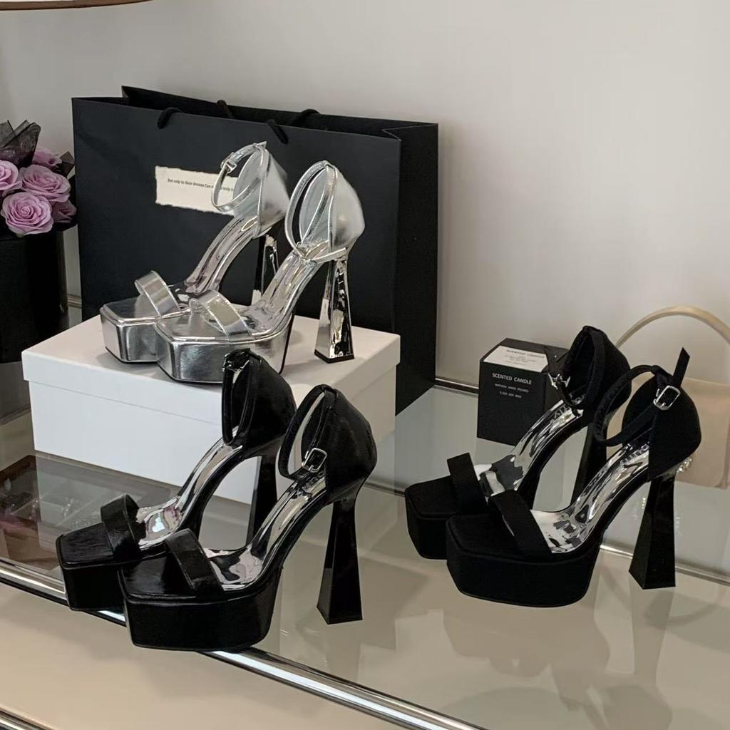 2025 Summer New Hate Sky High Wear-resistant Non-slip Open Toe High Heels Women's Waterproof Table Platform Platform Heel Sandals Women