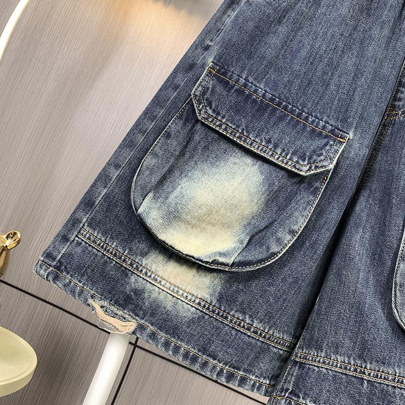 DIMANAF Летние женские джинсы больших размеров 2025 Винтажные Повседневные с карманами Высокая посадка Эластичные Базовые Свободные Брюки-шаровары