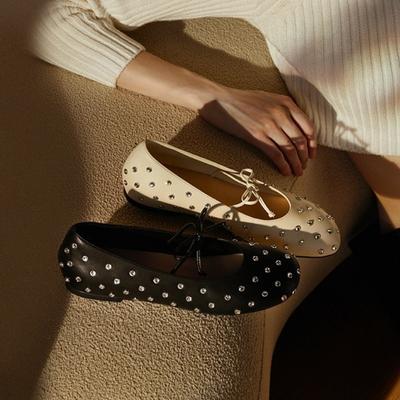 Ретро Лоферы с круглым носком, стразы, плоские, одинарные туфли