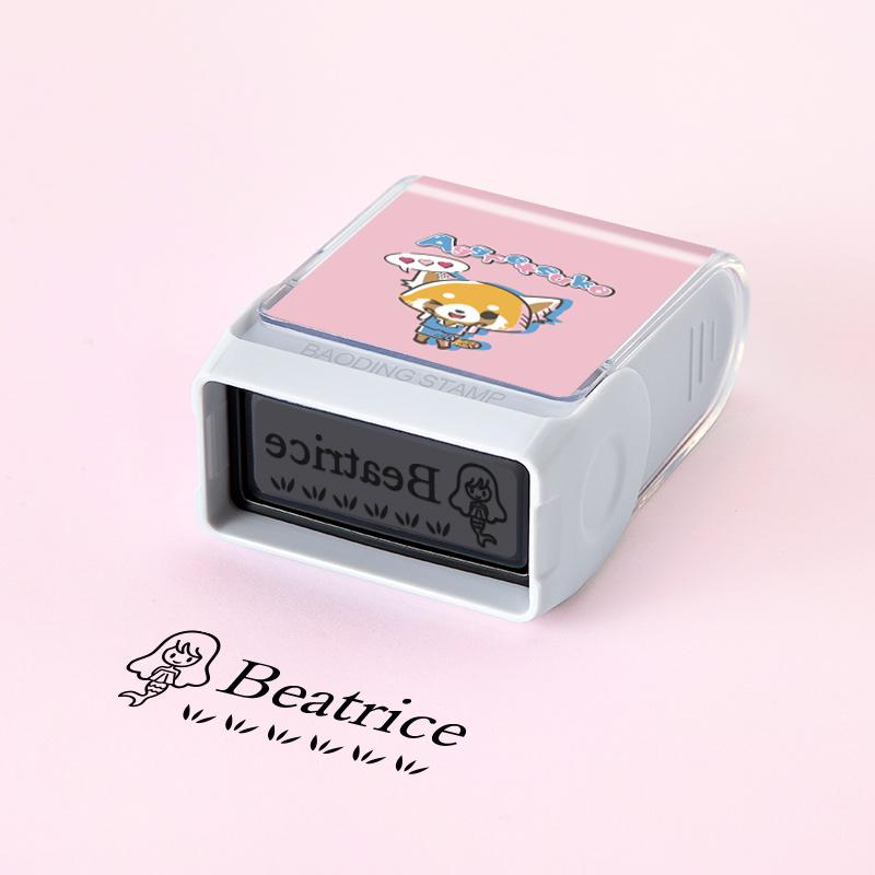 Custom Aggressive Retsuko Name Stamp with Waterproof Ink Designs, Self-Inking Signature Seal for Marking School Supplies
