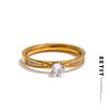 6789# Fashion Stainless Steel Bling Cubic Zirconia CNC Wedding Style Chic Ring 18K Gold Color Plated Finger Jewelry Gift