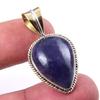Natural Iolite Gemstone 925 Solid Sterling Silver Two Tone Pendant 1.50'' C4Y68