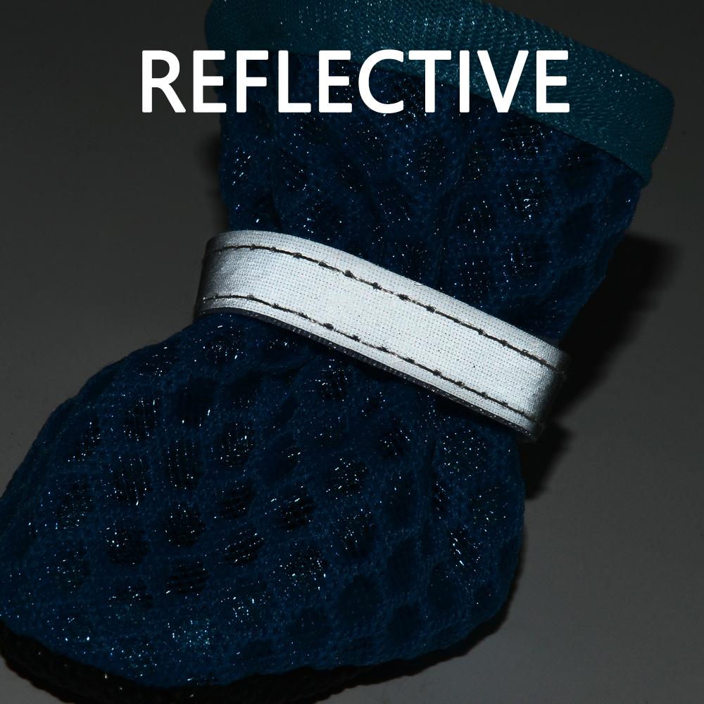 4pcs/set Pet Shoes Reflective Breathable Puppy Boots For Small Medium Dogs Cats Outdoor Soft Non-slip Mesh Shoes Pug Supplies