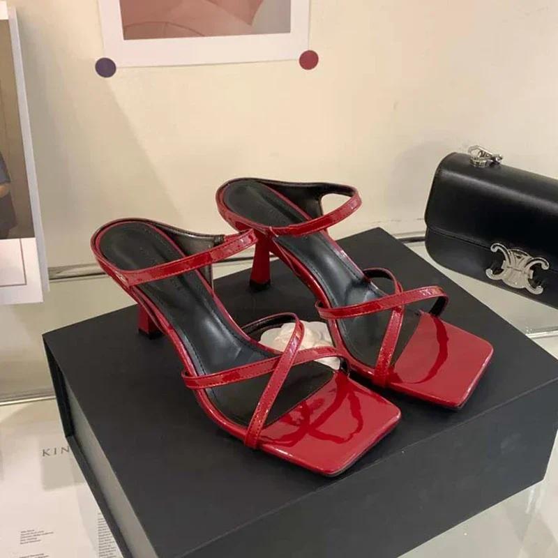 Fashion Women Slippers 2024 Summer New Fashion Open Toed Elegant Dress Shoes Ladies High Heel Outdoor Slippers Female Zapatos Mujer