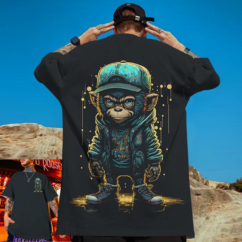 3d Hip Hop Monkey Print Short Sleeve T-Shirt For Men Street Trend Man Clothes Funny Men's T-Shirt Summer Casual Quick Dry Tees