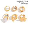 6-piece/set Women Punk Open-end Ring Flower Ring Ins Geometric Irregular Alloy Daily Party Wear Delicate Gift Personalized Ring