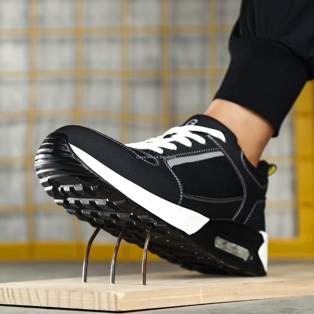 Модные мужские защитные ботинки на воздушной подушке, рабочие туфли со стальным носком, кроссовки с защитой от проколов для рабочих, рабочие защитные ботинки, дышащие, промышленные