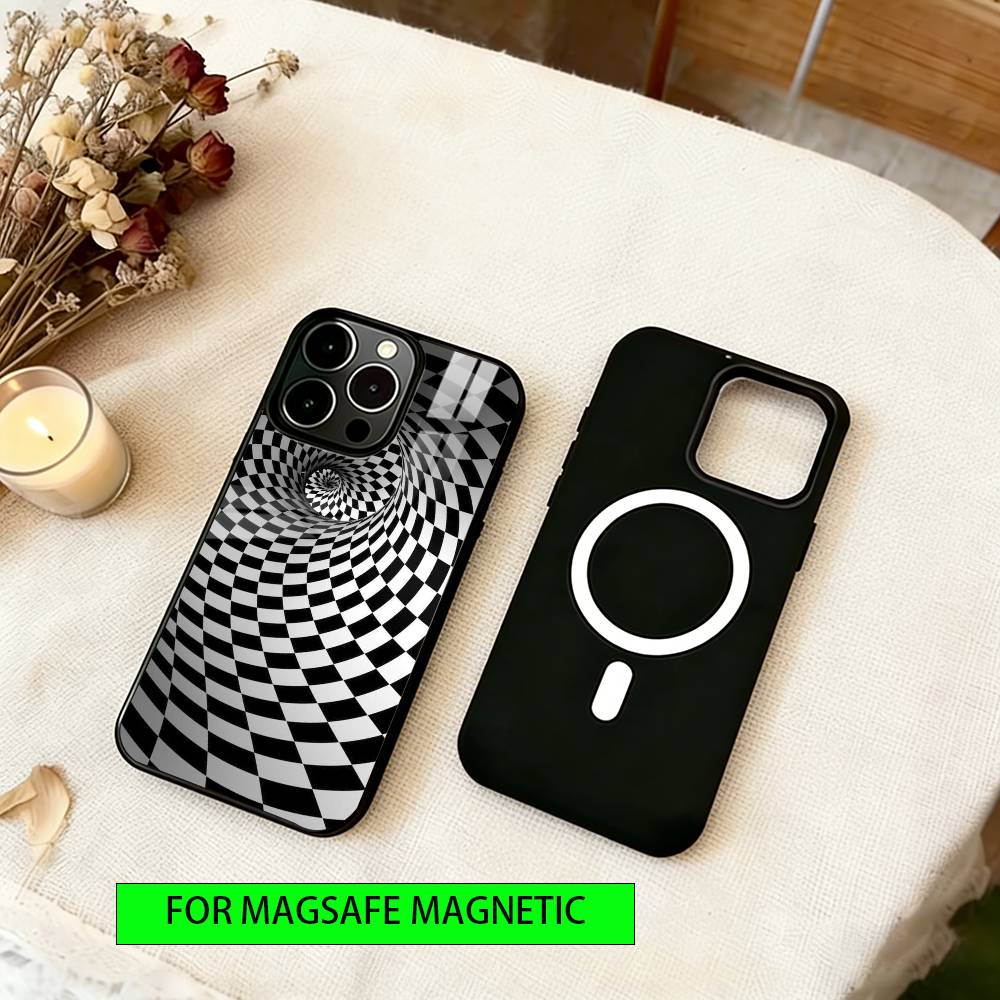 Minimalist Geometric Patterns Phone Case For iPhone17,16,15,14,13,12,11 Plus,Pro Magnetic with Magsafe Wireless Charging