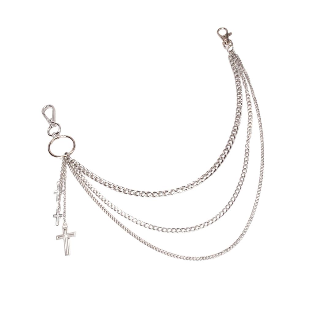 Hiphop Punk Metal Chain Belt with Silver Studs Adjustable Length Chain Belt for Fashionable Adults