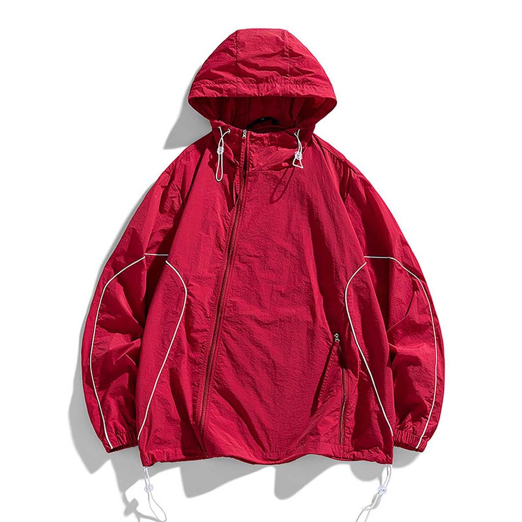 Летняя унисекс модная однотонная тонкая куртка на молнии с капюшоном и солнцезащитным козырьком