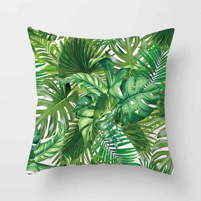 Tropical Plants Pillow Case Polyester Decorative Pillowcases Green Leaves Throw Pillow Case Kussensloop Almohada Poszewka Zt306