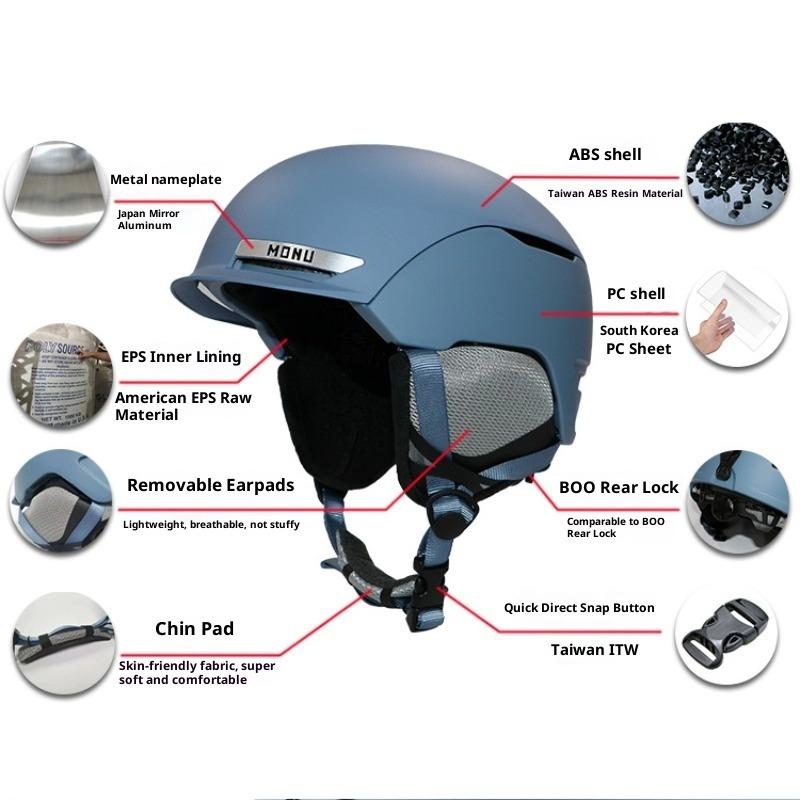 Лыжный шлем Интегрированное формование Мужской и женский Одинарная и двойная доска Для помещений и улицы Безопасность Противоударный Теплый Лыжный шлем Снаряжение