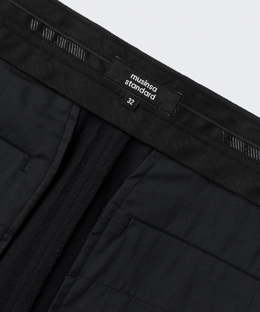MUSINSA STANDARD Cool Touch To Tuck Wide Hidden Elastic Waist Slacks [Black]