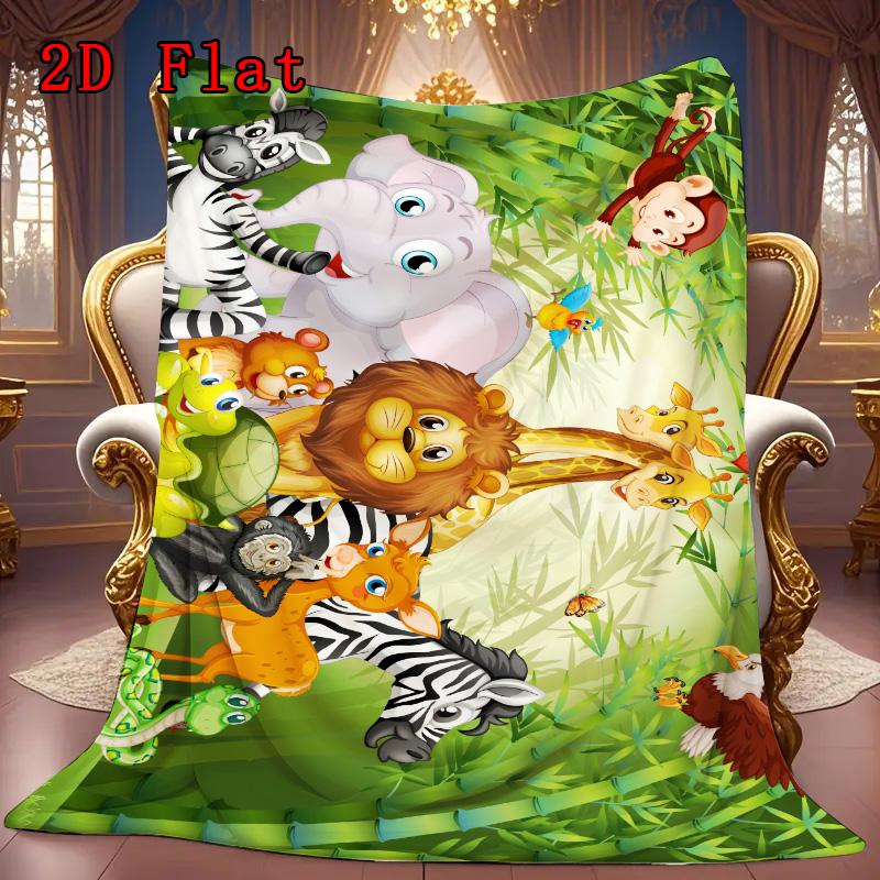 Forest Animals 2D Flat Pattern Flannel Blanket High quality All Seasons Warmth and Comfort Perfect for Christmas Gifts.MMT0918320
