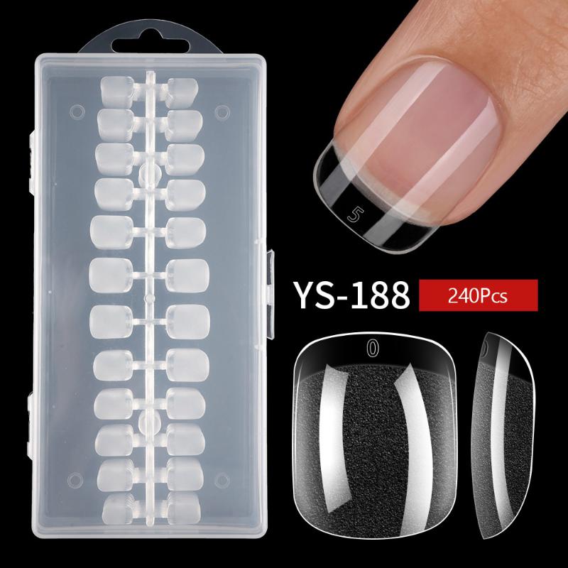 120/240Pcs Semi-Matte Short Square False Nail Tips No Polishing Soft Gel Fingertip Full Cover Artificial Fake Nails Extension