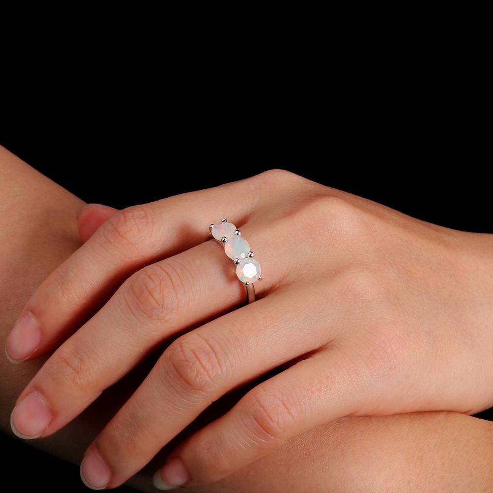 Простое кольцо с опалом из стерлингового серебра 925 пробы, круглое 6 мм, натуральный красочный драгоценный камень, изысканные украшения для женщин, хороший подарок, новое поступление 2024 года